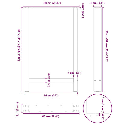Gambe per Tavolino Nero 2 pz 60x(90-91) cm Acciaio - homemem39