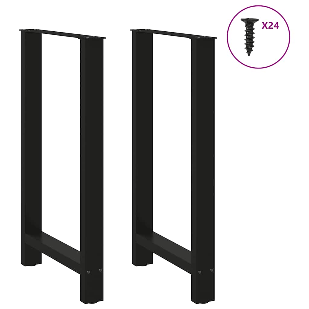 Gambe per Tavolino Nero 2 pz 60x(100-101) cm Acciaio - homemem39