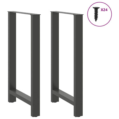 Gambe per Tavolino Antracite 2 pz 60x(100-101) cm Acciaio - homemem39