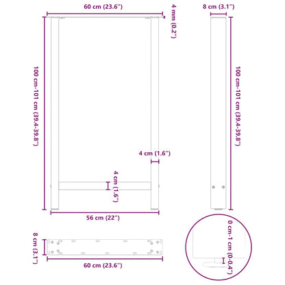 Gambe per Tavolino Antracite 2 pz 60x(100-101) cm Acciaio - homemem39