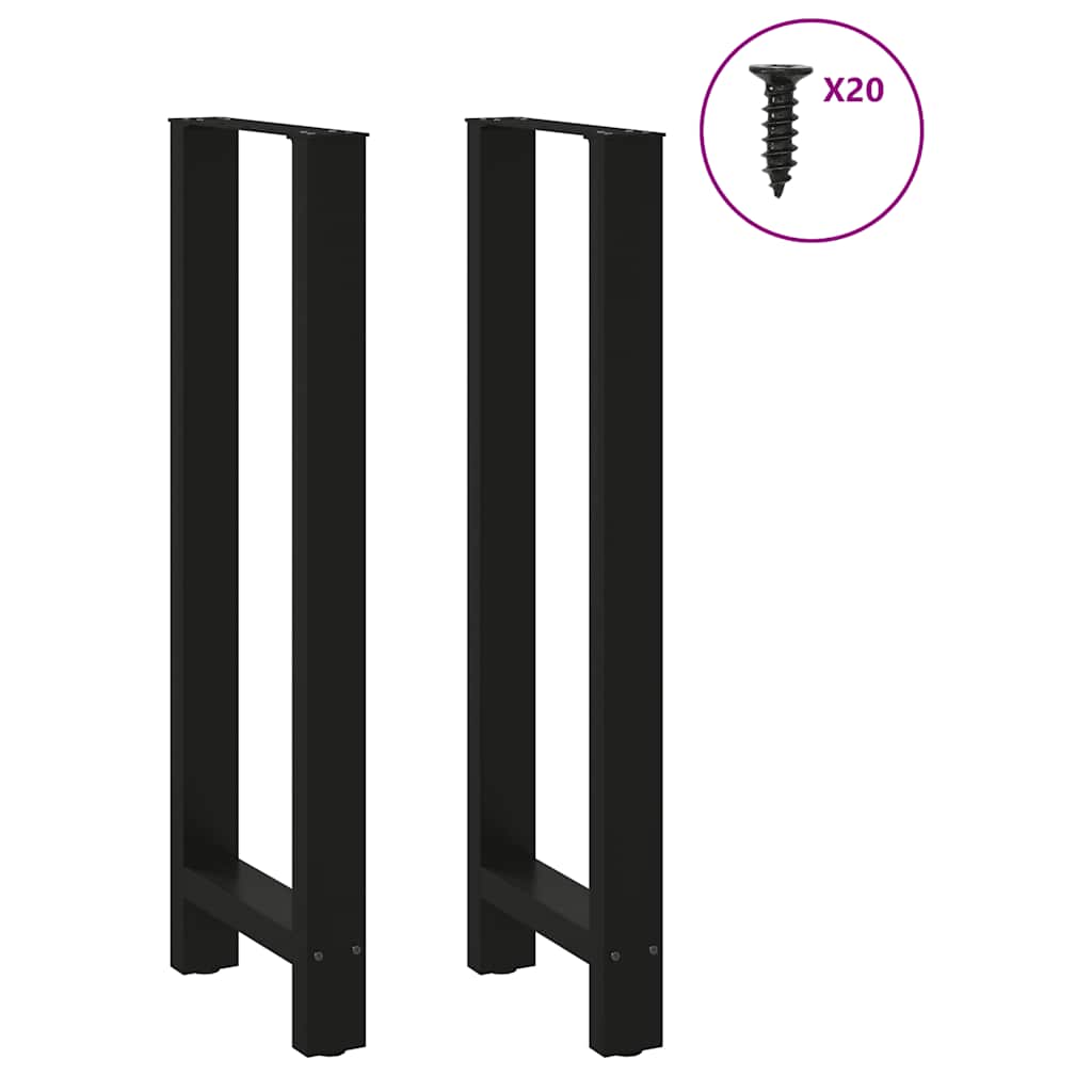 Gambe per Tavolino Nero 2 pz 40x(110-111) cm Acciaio - homemem39