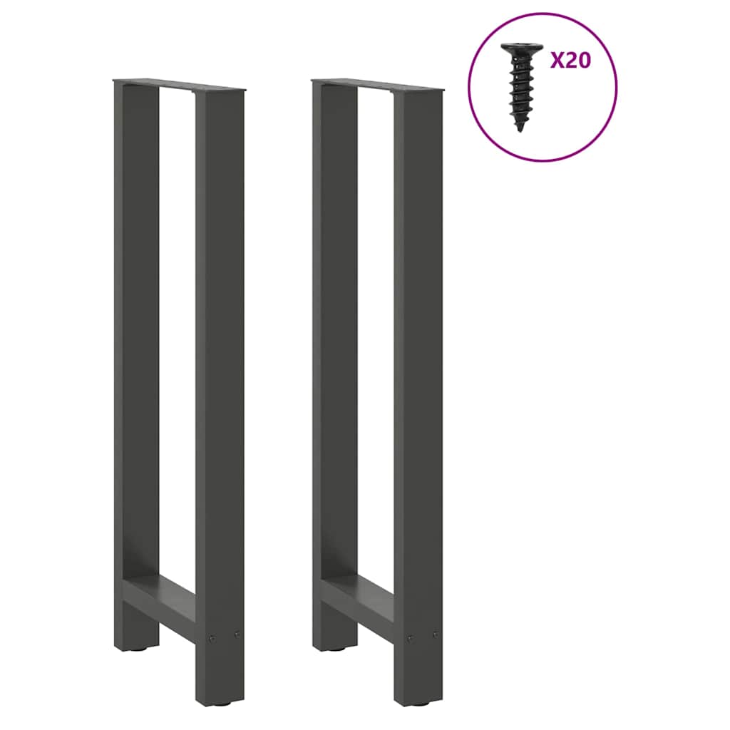 Gambe per Tavolino Antracite 2 pz 40x(110-111) cm Acciaio - homemem39