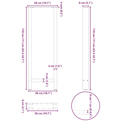 Gambe per Tavolino Nero 2 pz 50x(110-111) cm Acciaio - homemem39