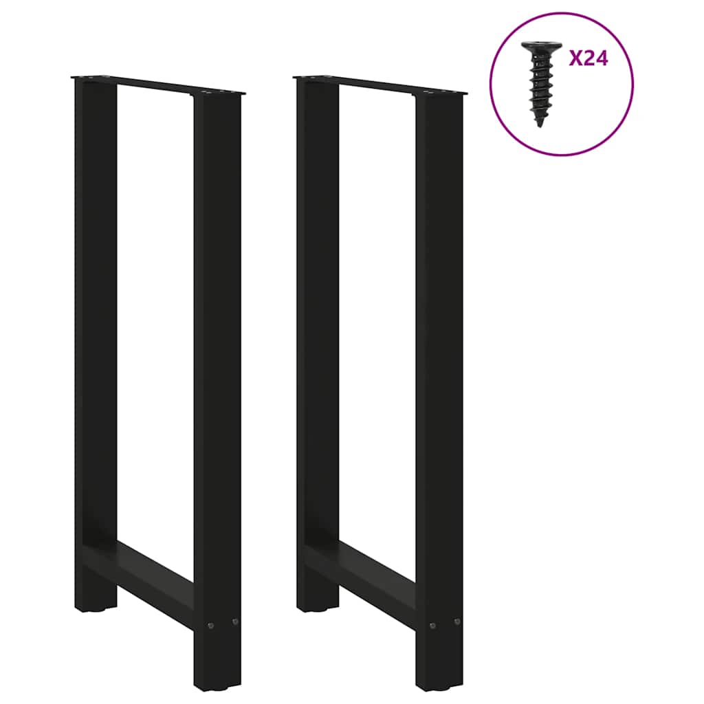 Gambe per Tavolino Nero 2 pz 60x(110-111) cm Acciaio - homemem39