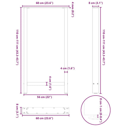 Gambe per Tavolino Acciaio Naturale 2 pz 60x(110-111)cm Acciaio - homemem39