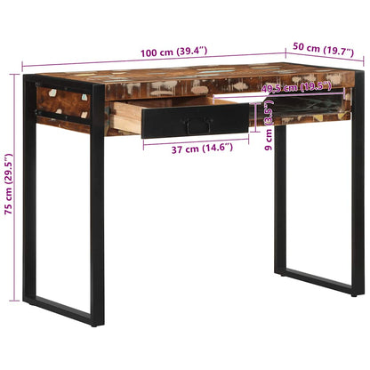 Scrivania Multicolore 100x50x75 cm in Legno Massello Recupero - homemem39