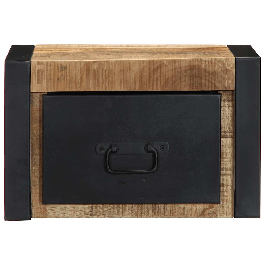 Comodino 40x35x25 cm in Legno Grezzo Massello di Mango - homemem39