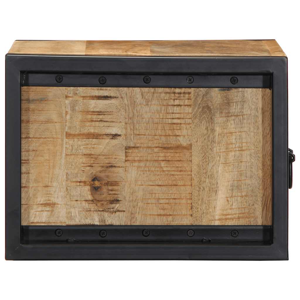 Comodino 40x35x25 cm in Legno Grezzo Massello di Mango - homemem39