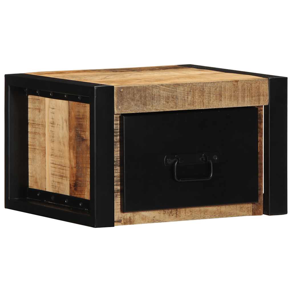Comodino 40x35x25 cm in Legno Grezzo Massello di Mango - homemem39