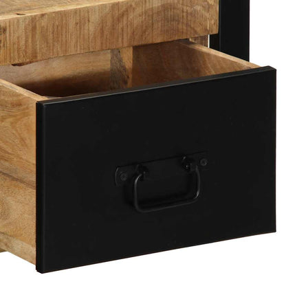 Comodini 2 pz 40x35x25 cm in Legno Massello di Mango Grezzo - homemem39