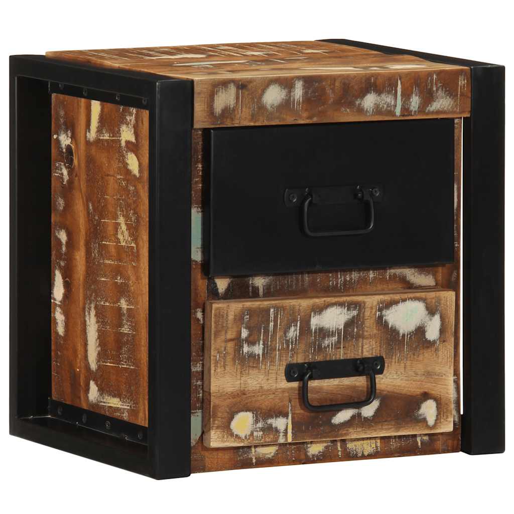 Comodino Multicolore 40x35x40 cm in Legno Massello Recupero - homemem39