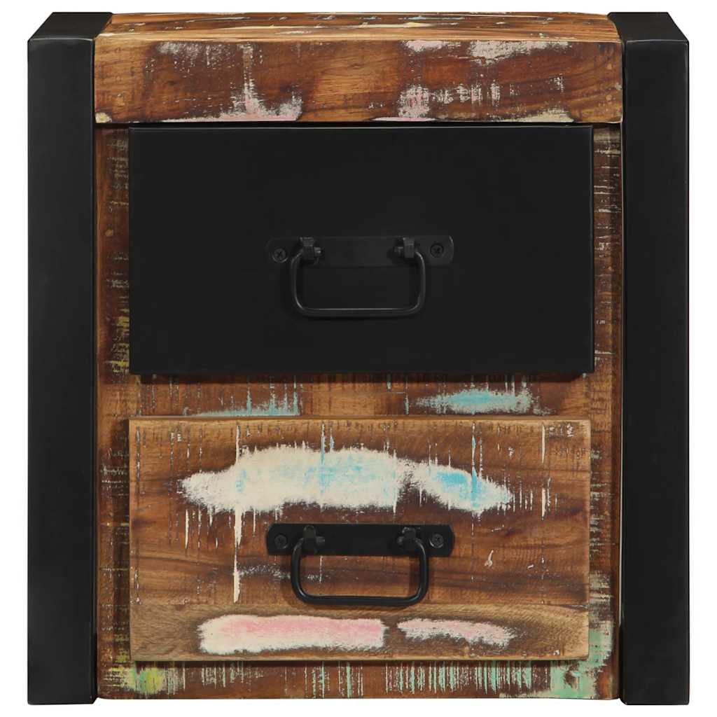 Comodino Multicolore 40x35x40 cm in Legno Massello Recupero - homemem39