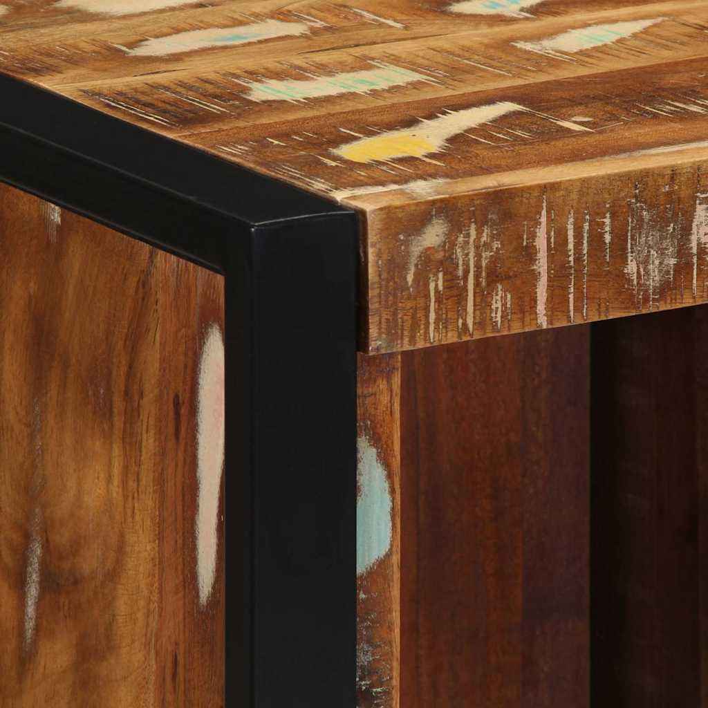 Comodino Multicolore 40x35x40 cm in Legno Massello Recupero - homemem39