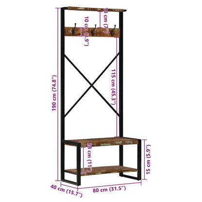Appendiabiti Multicolore 80x40x190 cm Legno Massello Recupero | homemem39