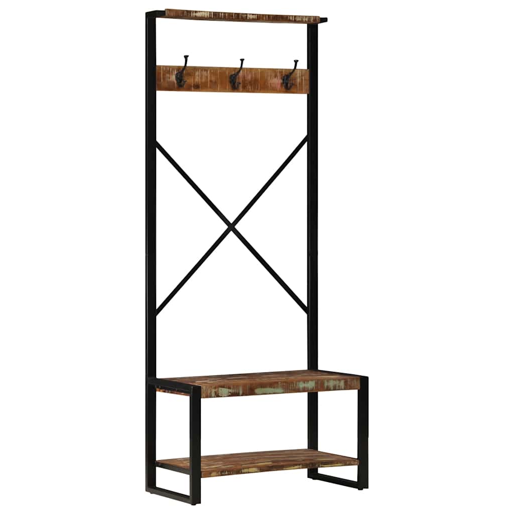 Appendiabiti Multicolore 80x40x190 cm Legno Massello Recupero