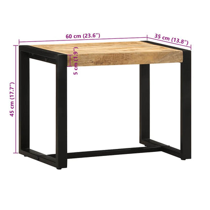 Panca 60x35x45 cm in Legno Massello di Mango Grezzo