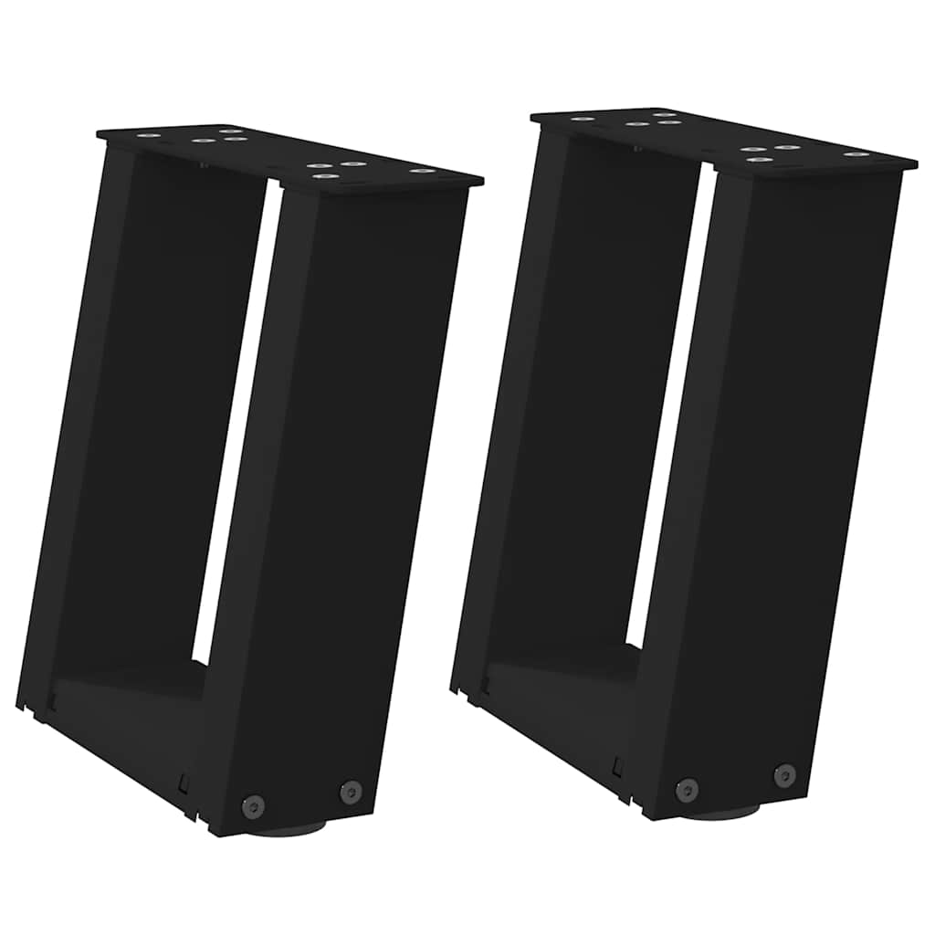 Gambe Tavolino da Caffè a U 2 pz Nero 30x(30-31) cm in Acciaio - homemem39