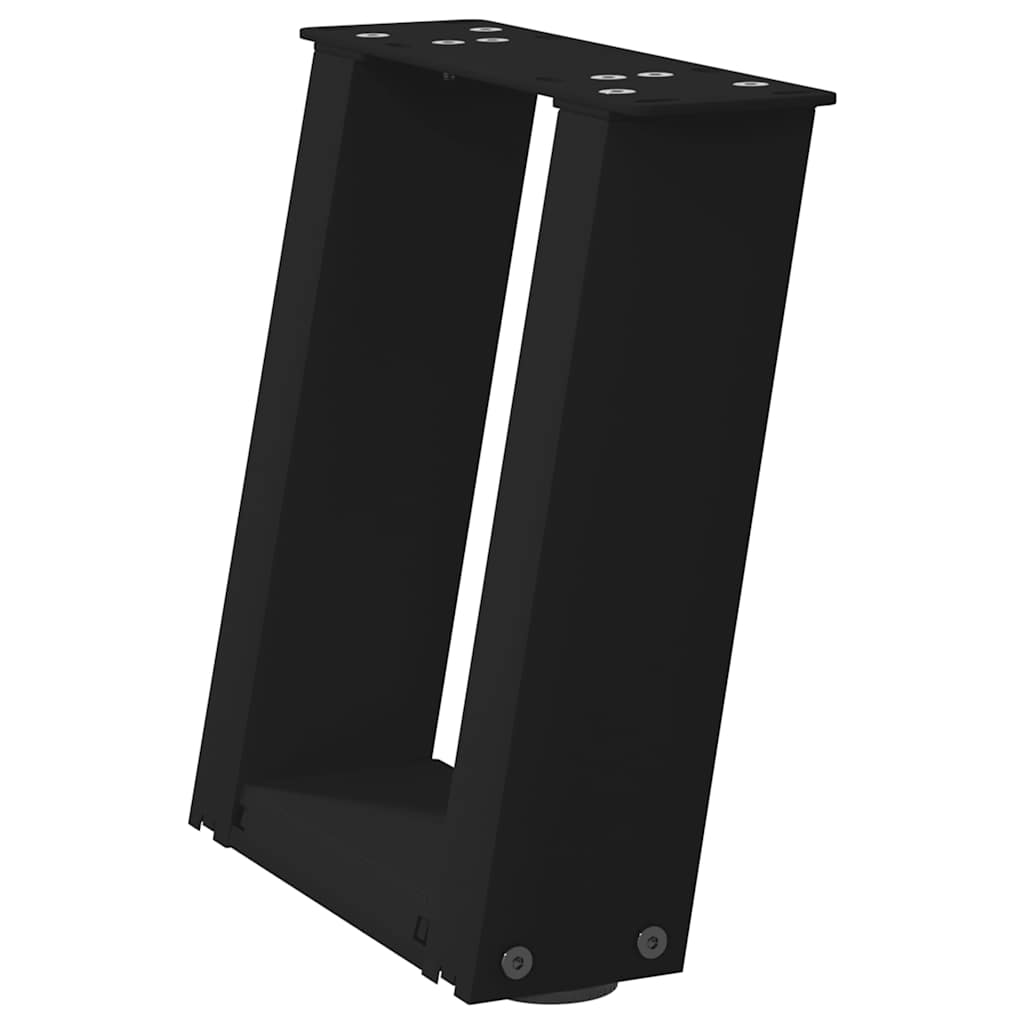 Gambe Tavolino da Caffè a U 2 pz Nero 30x(30-31) cm in Acciaio - homemem39