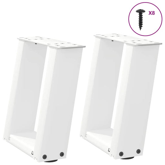 Gambe Tavolino da Caffè a U 2 pz Bianco 30x(30-31)cm in Acciaio - homemem39