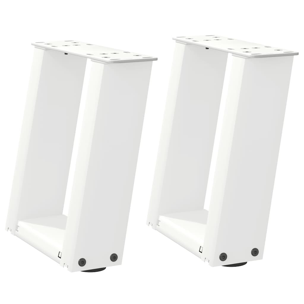 Gambe Tavolino da Caffè a U 2 pz Bianco 30x(30-31)cm in Acciaio - homemem39