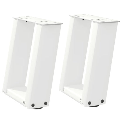 Gambe Tavolino da Caffè a U 2 pz Bianco 30x(30-31)cm in Acciaio - homemem39