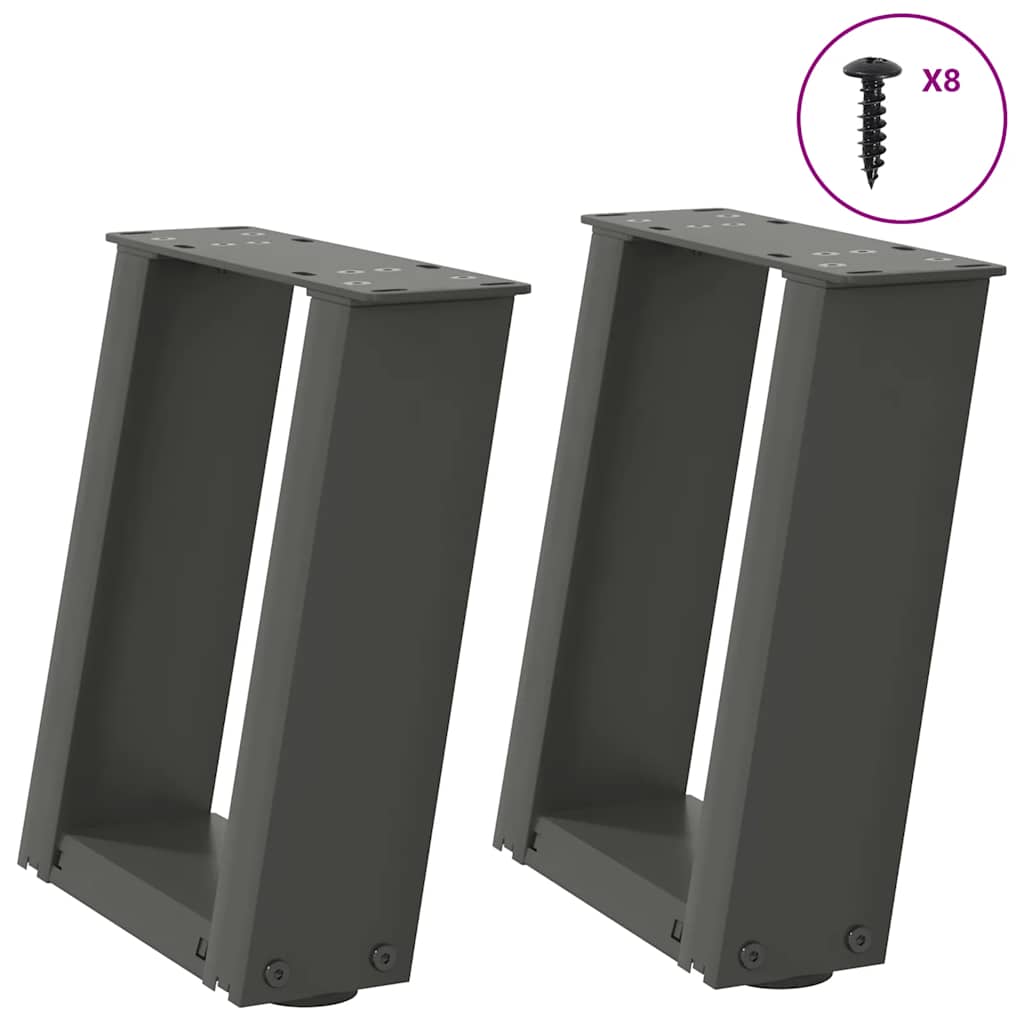 Gambe Tavolino Caffè a U 2 pz Antracite 30x(30-31)cm in Acciaio - homemem39