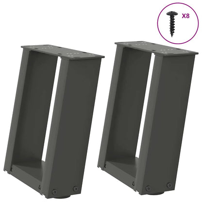 Gambe Tavolino Caffè a U 2 pz Antracite 30x(30-31)cm in Acciaio - homemem39