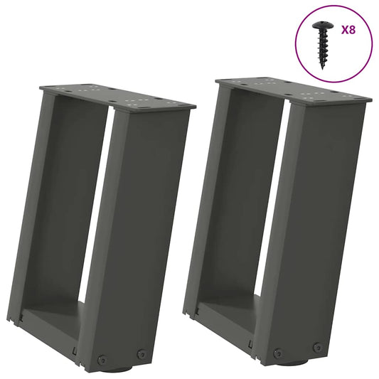 Gambe Tavolino Caffè a U 2 pz Antracite 30x(30-31)cm in Acciaio - homemem39