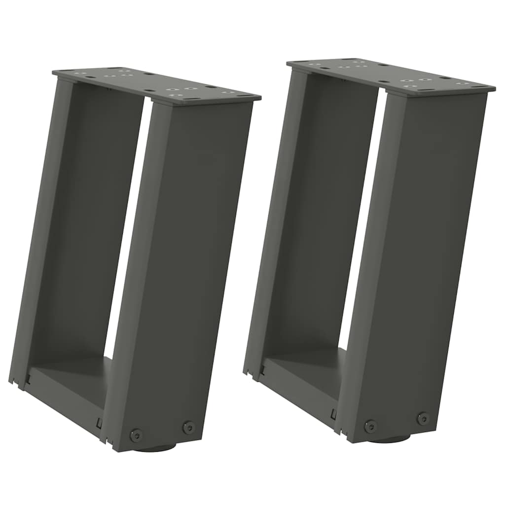 Gambe per Tavolino da Caffè forma U 2 pz Antracite 30x(30-31)cm