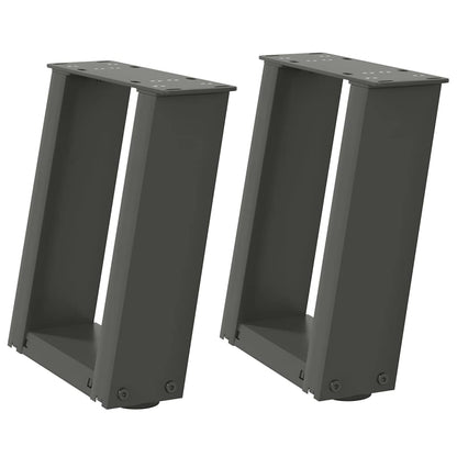 Gambe per Tavolino da Caffè forma U 2 pz Antracite 30x(30-31)cm