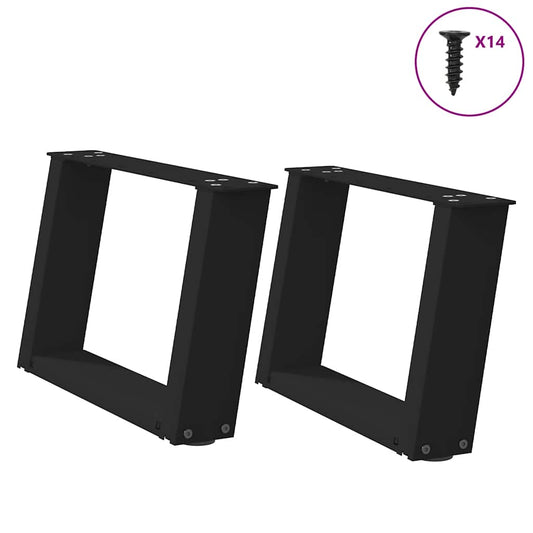 Gambe Tavolino da Caffè a U 2 pz Nero 40x(30-31) cm in Acciaio - homemem39