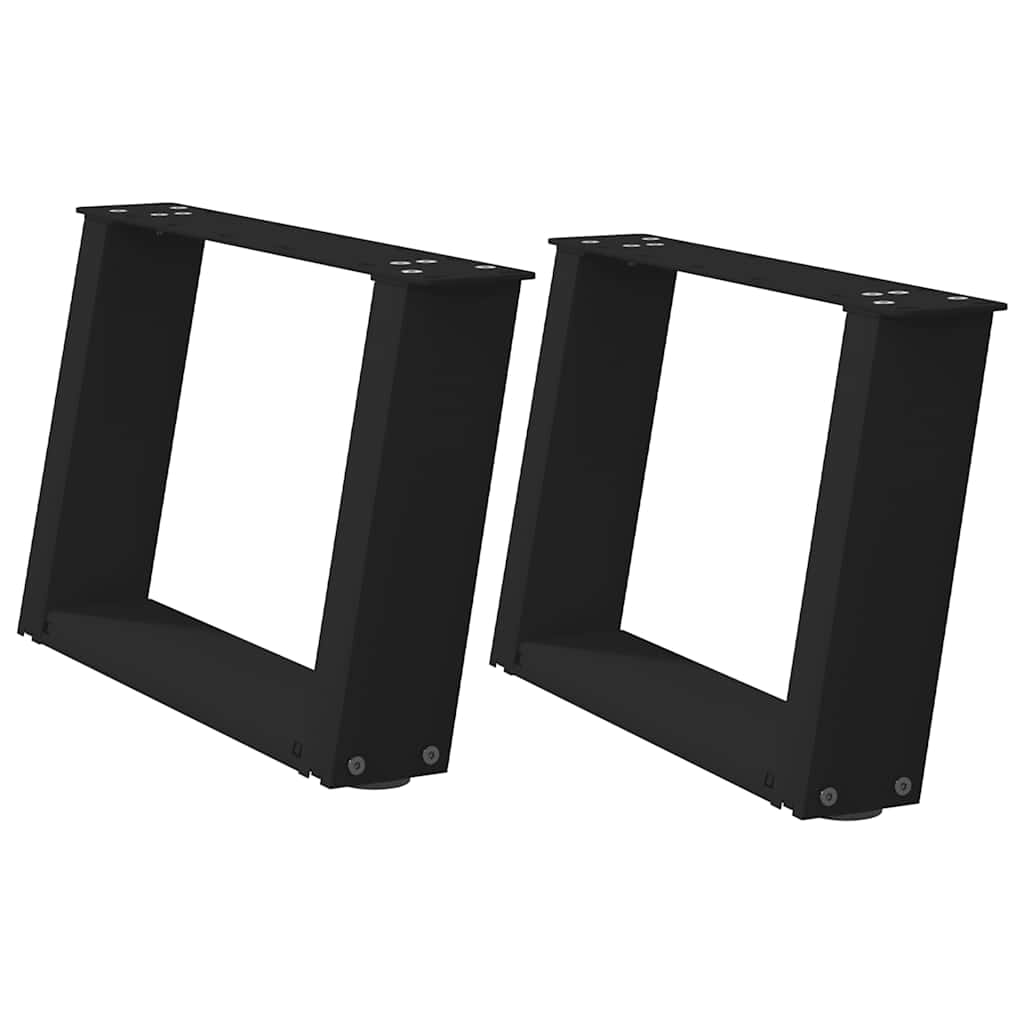 Gambe per Tavolino da Caffè a Forma di U 2 pz Nere 40x(30-31)cm