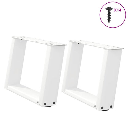 Gambe Tavolino da Caffè a U 2 pz Bianco 50x(30-31)cm in Acciaio - homemem39