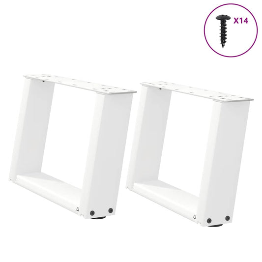 Gambe Tavolino da Caffè a U 2 pz Bianco 50x(30-31)cm in Acciaio - homemem39