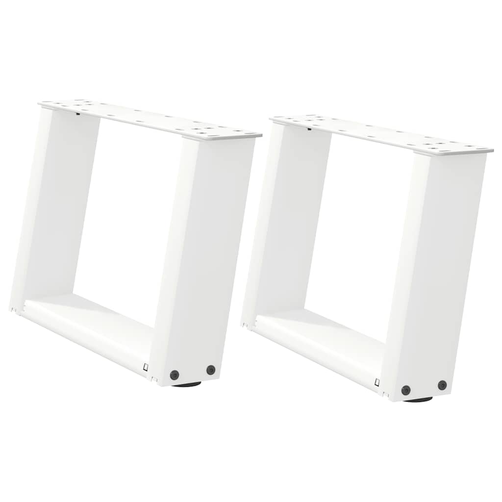 Gambe Tavolino da Caffè a U 2 pz Bianco 50x(30-31)cm in Acciaio - homemem39