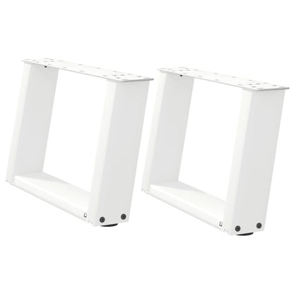 Gambe Tavolino da Caffè a U 2 pz Bianco 50x(30-31)cm in Acciaio - homemem39