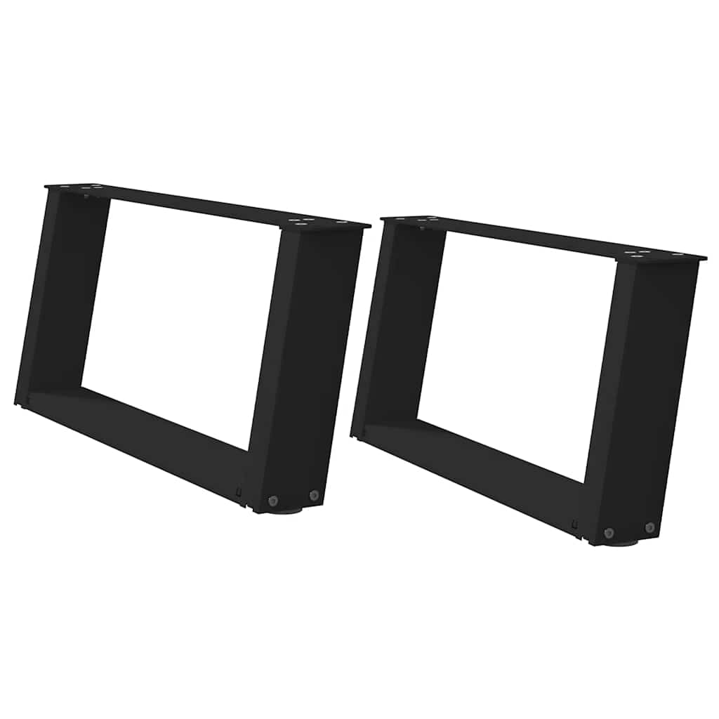Gambe Tavolino da Caffè a U 2 pz Nero 60x(30-31) cm in Acciaio - homemem39