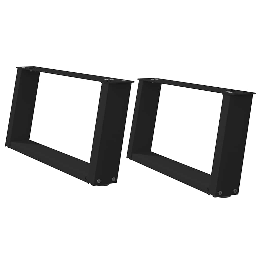 Gambe per Tavolino da Caffè a Forma di U 2 pz Nere 60x(30-31)cm