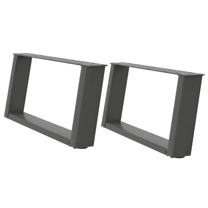 Gambe Tavolino Caffè a U 2 pz Antracite 60x(30-31)cm in Acciaio - homemem39