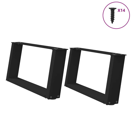 Gambe Tavolino da Caffè a U 2 pz Nero 70x(30-31) cm in Acciaio - homemem39
