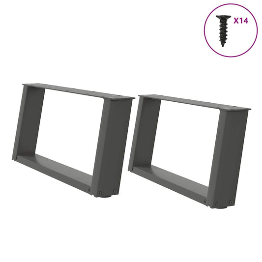 Gambe Tavolino Caffè a U 2 pz Antracite 70x(30-31)cm in Acciaio - homemem39