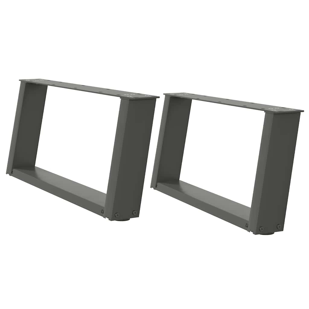 Gambe Tavolino Caffè a U 2 pz Antracite 70x(30-31)cm in Acciaio - homemem39