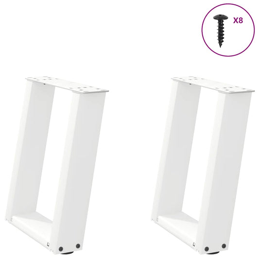 Gambe Tavolino Caffè a U 2 pz Bianco 28x(42-43) cm Acciaio - homemem39