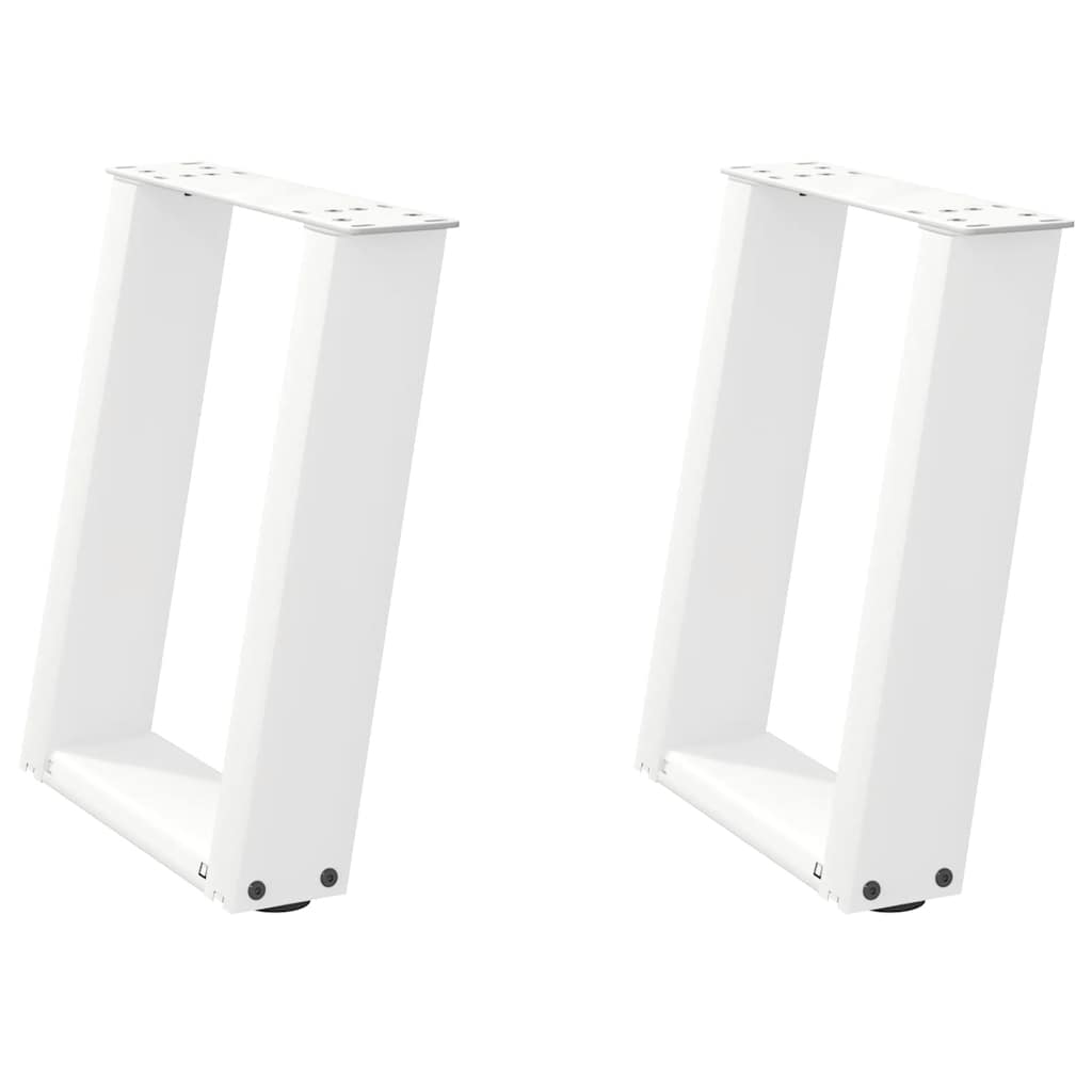 Gambe Tavolino Caffè a U 2 pz Bianco 28x(42-43) cm Acciaio - homemem39