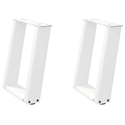 Gambe Tavolino Caffè a U 2 pz Bianco 28x(42-43) cm Acciaio - homemem39