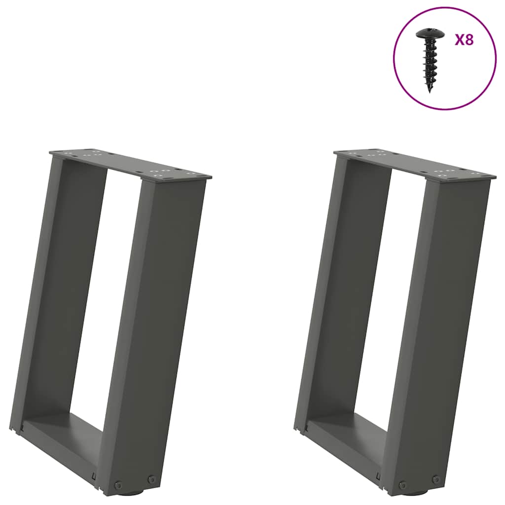 Gambe Tavolino Caffè a U 2 pz Antracite 28x(42-43) cm Acciaio - homemem39