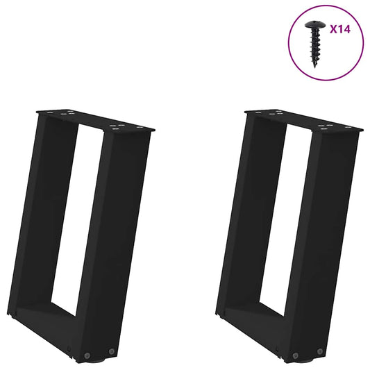 Gambe Tavolino Caffè a U 2 pz Nero 38x(42-43)cm Acciaio - homemem39