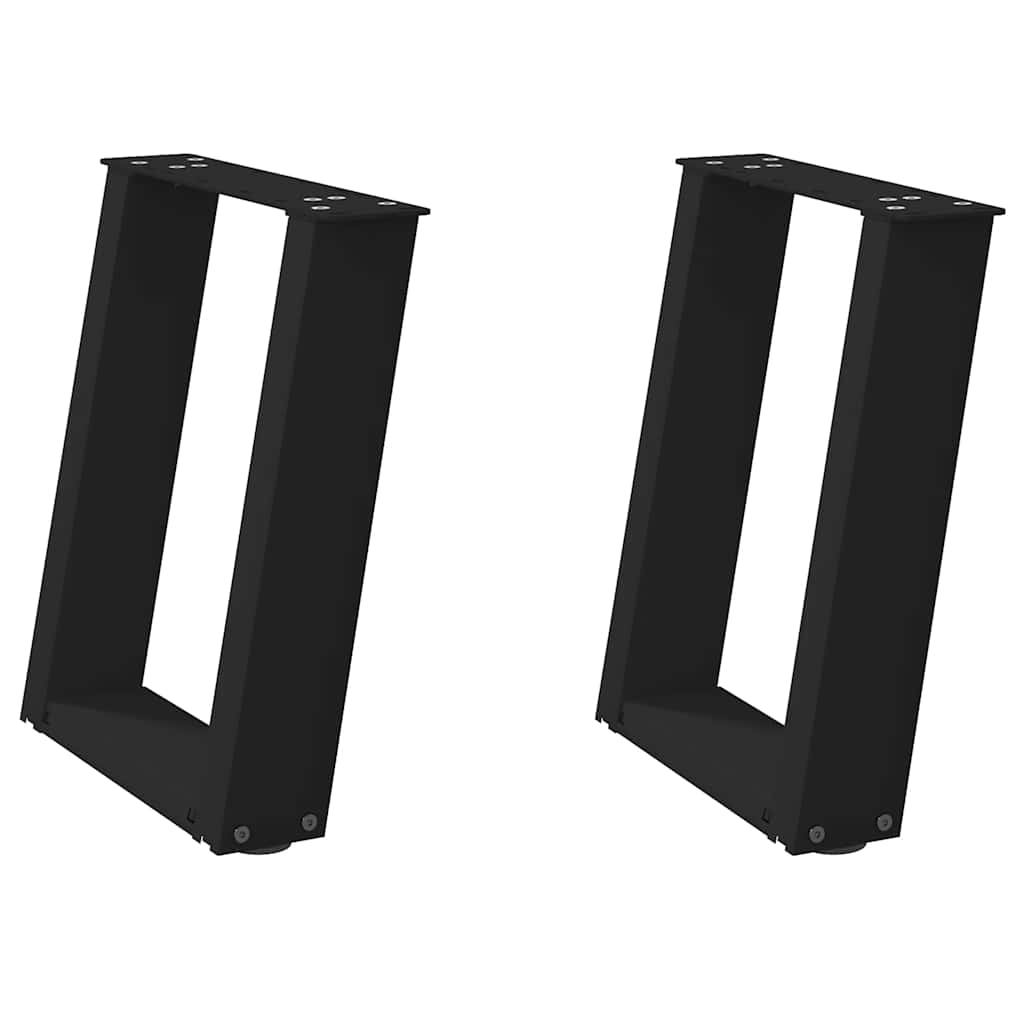 Gambe per Tavolino da Caffè a Forma di U 2 pz Nere 38x(42-43)cm
