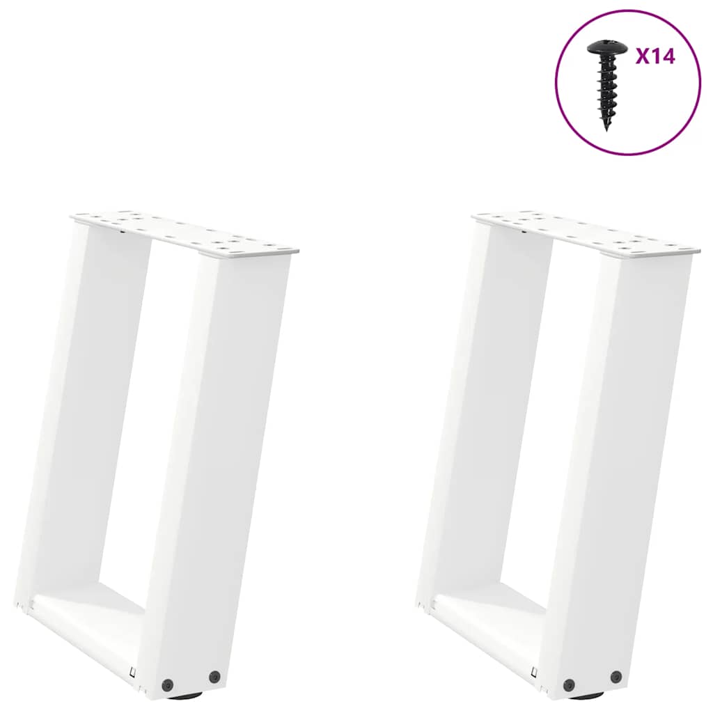 Gambe Tavolino Caffè a U 2 pz Bianco 38x(42-43) cm Acciaio - homemem39