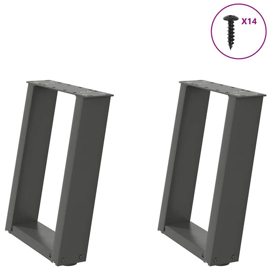 Gambe Tavolino Caffè a U 2 pz Antracite 38x(42-43) cm Acciaio - homemem39